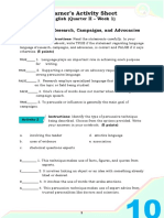 Learner's Activity Sheet: English (Quarter II - Week 1)