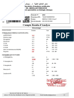 Compte Rendu D'analyse: Laboratoire D'analyses Médicales Dr. Abdellah Zibouche Médecin Spécialiste en Biologie Clinique