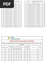 Tarjeta de Inspección de AGUA