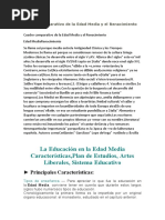 Cuadro Comparativo de La Edad Media y El Renacimiento