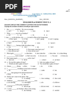 English Placement Test N. 1