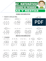 Sumas y Restas de Numeros de 3 Cifras para Segundo de Primaria