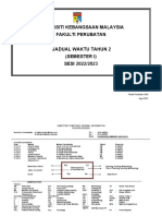 Jadual Kuliah Tahun 2 Semester 1 Sesi 2022-2023