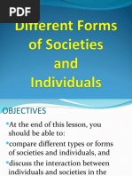 Different Forms of Societies and Individuals