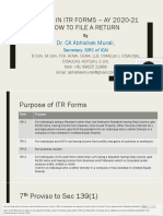 Changes in ITR AY 20-21 by Dr. CA Abhishek Murali