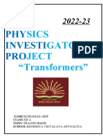 Xii Physics-Investigatory Project Transformer