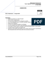 HW1 - Grade 8 - Algebraic Fractions and Formulae