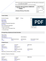 United States Securities and Exchange Commission Form D Notice of Exempt Offering of Securities