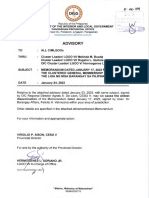 Memorandum Dated January 17, 2023 Re - Conduct of The Clustered General Membership Assemblies of The Liga NG Mga Barangay Sa Pilipinas