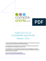 Sujet 2016 DCG Ue10 Comptabilite Approfondie