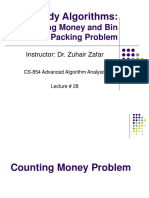 Lecture 28 - Money Counting and Bin Packing Problem