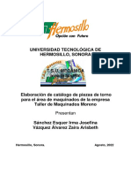 Elaboración de Catálogo de Piezas de Torno para El Área de Maquinados de La Empresa