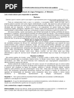 Avaliação de Língua Portuguesa 8ano 4° Bimestre.