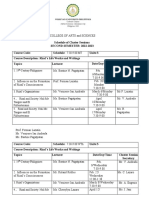 Rizal Cluster Lecturer Schedule