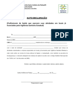 Autodeclaraçao Profissionais de Saude Que Exercem Suas Atividades em Locais Ja Licenciados Pela Vigilancia Sanitaria Estadual