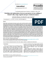 Modeling and Optimization of Process Parameters in Face Milling of Ti6Al4V Alloy Using Taguchi and Grey Relational Analysis