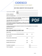 CIDESCO Model Consent Form For Eyelash Tinting