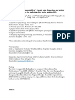 The Association Between Children's Chronic Pain, Depression, and Anxiety Symptoms: The Mediating Effect On The Quality of Life