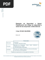 NT.00057.GN-SP - ESS ED.2 Est Ndar de Seguridad y Salud. Clasificaci N Del Riesgo en Seguridad y Salud