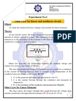 Experiment No.2 Ohm's Law For Linear and Nonlinear Circuit: Object