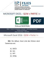 QCM Excel 2016 - Partie I