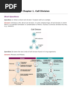 Chapter 1. Cell Division: Short Questions