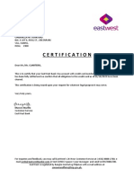 Bank Cert EastWest