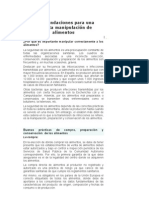 Recomendaciones para Una Correcta Manipulación de Alimentos