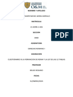 Cuestionario Iii de La Formacion de Roma y La Ley de Las 12 Tablas