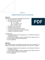 TD N°1 Programmation Pour Les Sciences: Exercice 1