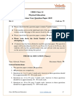 CBSE Class 12 Physical Education Question Paper 2019