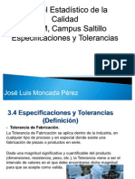 Especificaciones y Tolerancias - Calidad