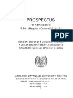 Prospectus B.ed. (Regular) Course 2011-12