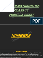 Applied Mathematics Class 11 Formula Sheet