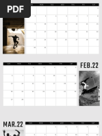 Planner Months 2022 Skateboard Photograph Picture Simple White Gray Calendar