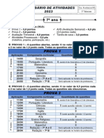 7º Ano - Calendário de Atividades 1º Tri 2023