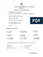 1 Lista de Exercícios de Cálculo Diferencial e Integral para A Avaliação B2