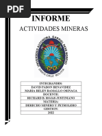 ACTIVIDADES MIENERAS Informe Derecho Minero