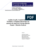 Análise de PH, Condutividade, Turbidez e Oxigênio Dissolvido em Amostra de Água Do Córrego Riacho Fundo - Distrito Federal