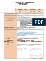 A Detailed Lesson Plan in Physical Education For Grade 4 Pupils SY. 2021-2022