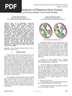 Structural Analysis of Planetary Gear System Focusing On The System Mainly Used in Wind Turbines