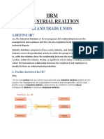 HRM Industrial Realtion: Ir and Trade Union