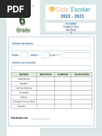 Examen Sexto Grado Segundo Trimestre 1