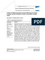 Analysis of Mathematical Representation Skills Based On Student Learning Activities in Hands On Activity Assisted PBL Learning Model