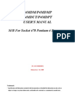 P4Mdm/P4Mdmp P4Mdut/P4Mdpt User'S Manual: M/B For Socket 478 Pentium 4 Processor