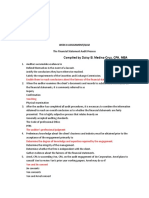 Compiled by Daisy B. Medina-Cruz, CPA, MBA: Week 8 Assignment/Quiz The Financial Statement Audit Process