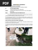 Informe Técnico Sobre El Canal de Agua de La Calle Túpac Amaru y Ferrocarril