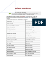 Lista de Palabras Paronimas