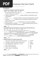 Vocabulary + Grammar Unit 2 Test B