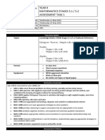 Year 9 Mathematics Stages 5.1 / 5.2 Assessment Task 1: Topics Cambridge Maths 9 NSW Stages 5.1 /5.2 Textbook Reference